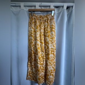 Yellow patterned anthropology pants